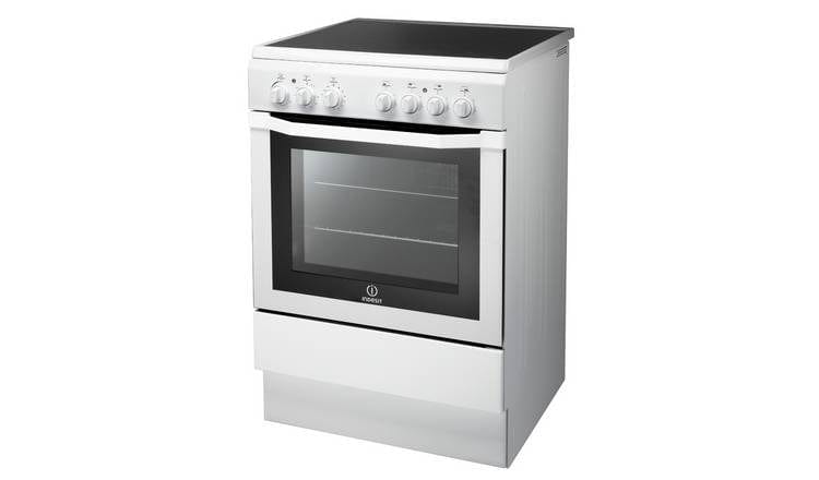 INDESIT I6VV2AW 60cm Single Oven Electric Cooker with Ceramic Hob 59 litre - White - Atlantic Electrics - 39478080700639 