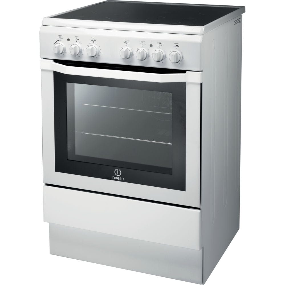 INDESIT I6VV2AW 60cm Single Oven Electric Cooker with Ceramic Hob 59 litre - White - Atlantic Electrics - 39478080635103 