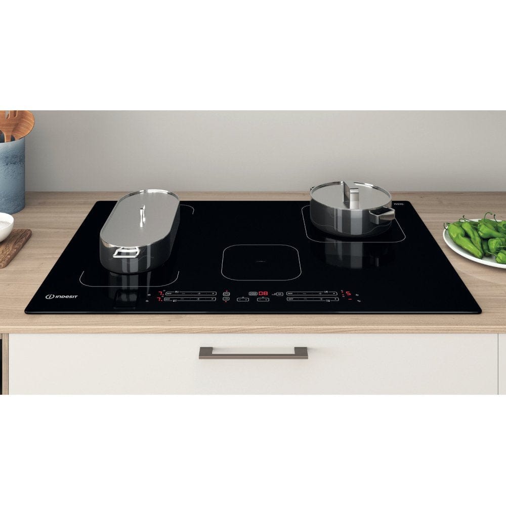 Indesit IB21B77NE 77cm 4 Zone Induction Hob with Dualzone Black | Atlantic Electrics - 39478081650911 