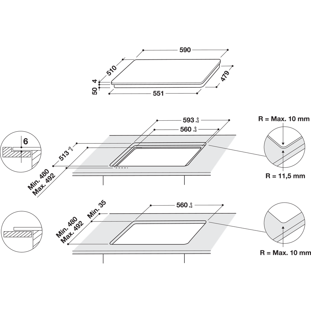 Indesit IB88B60NE Built In Induction Hob - Black | Atlantic Electrics - 39478081028319 