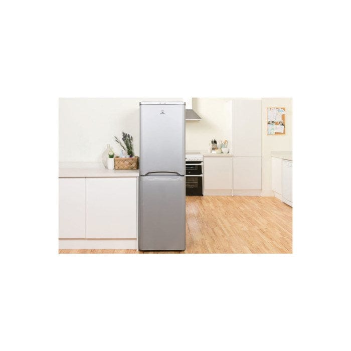 Indesit IBD5517S 234 Litre Freestanding Fridge Freezer 50-50 Split A+ Energy Rating 54.5cm Wide - Silver - Atlantic Electrics - 39478082339039 