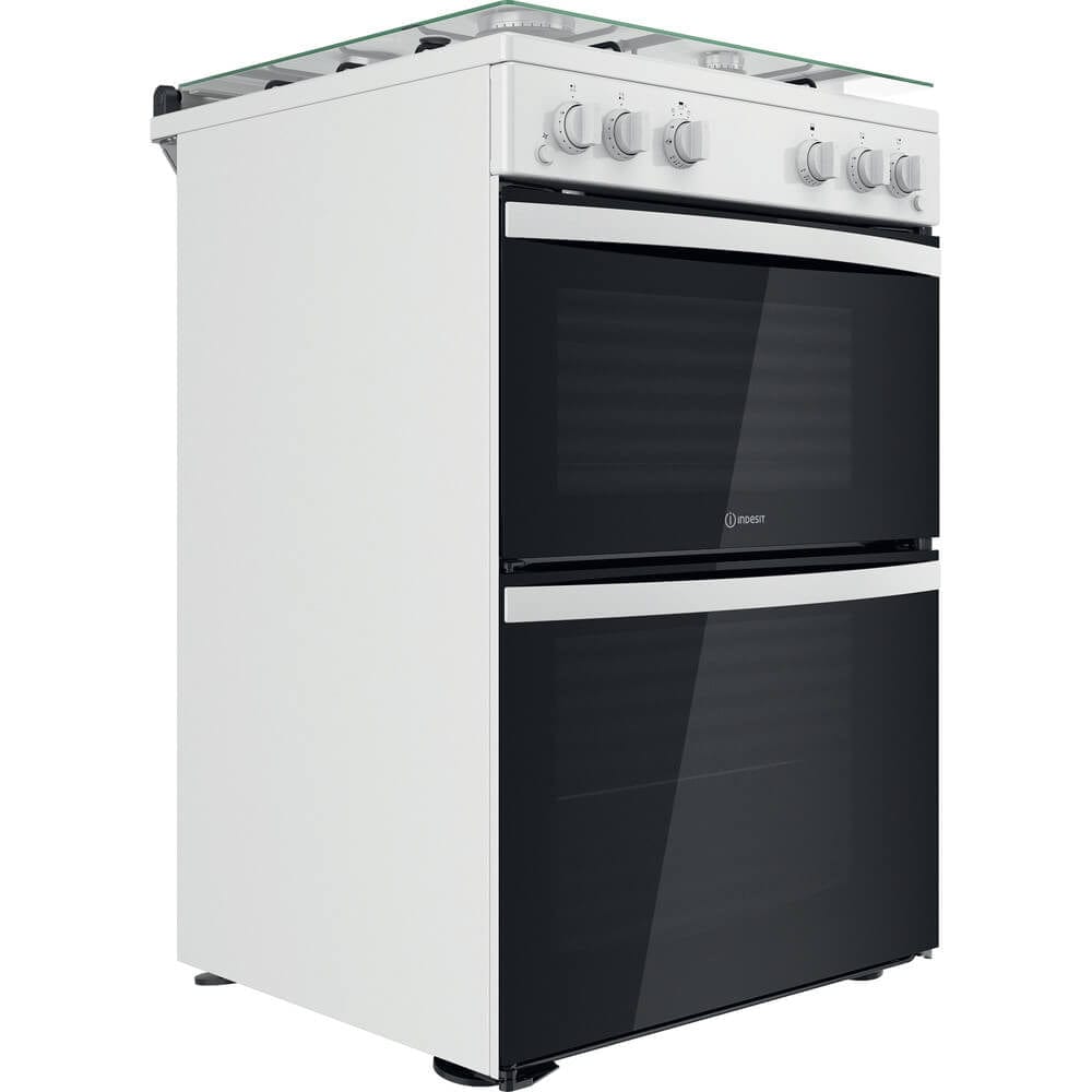 Indesit ID67G0MCWUK 60cm Gas Cooker in White Double Oven Gas Hob | Atlantic Electrics