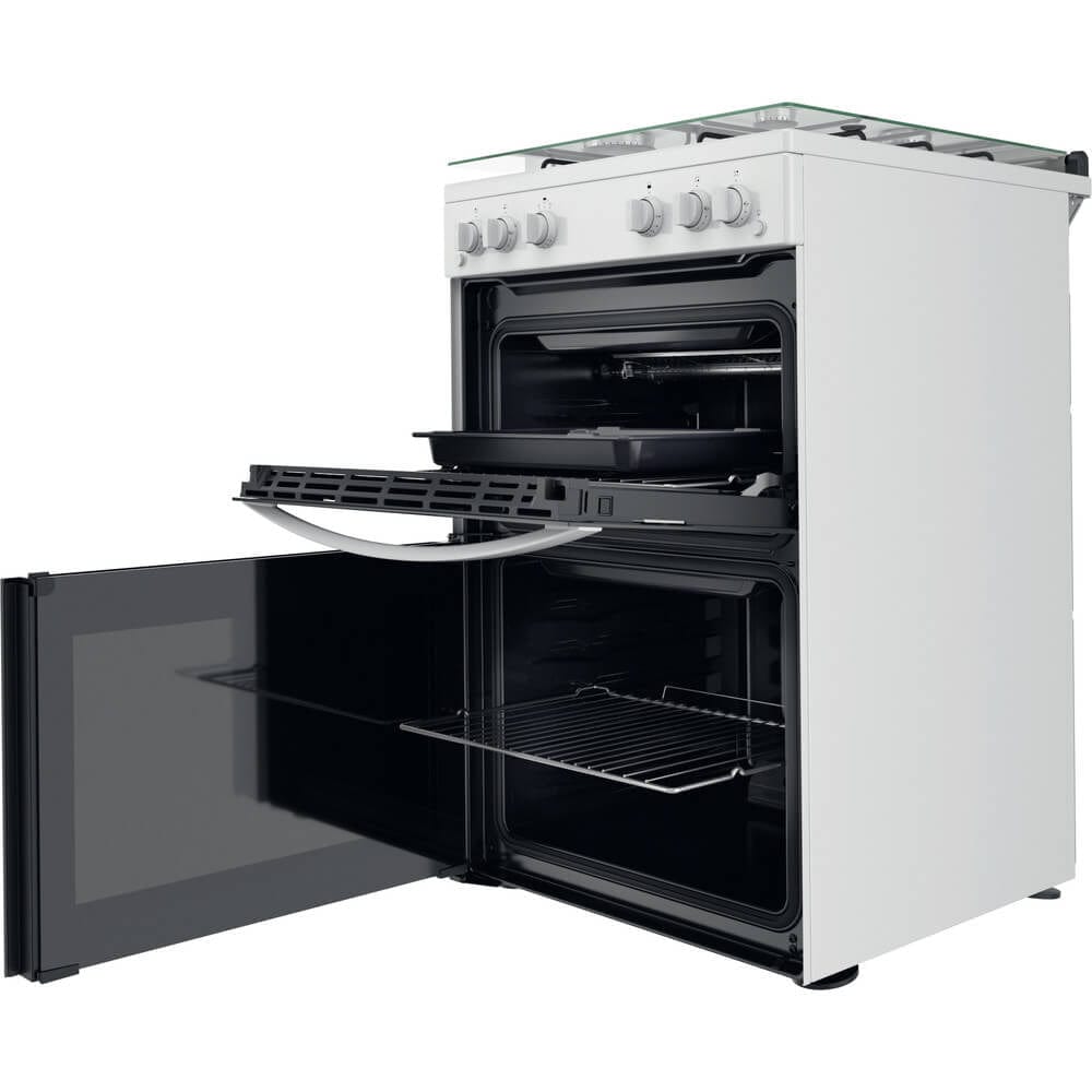 Indesit ID67G0MCWUK 60cm Gas Cooker in White Double Oven Gas Hob - Atlantic Electrics - 39478084632799 