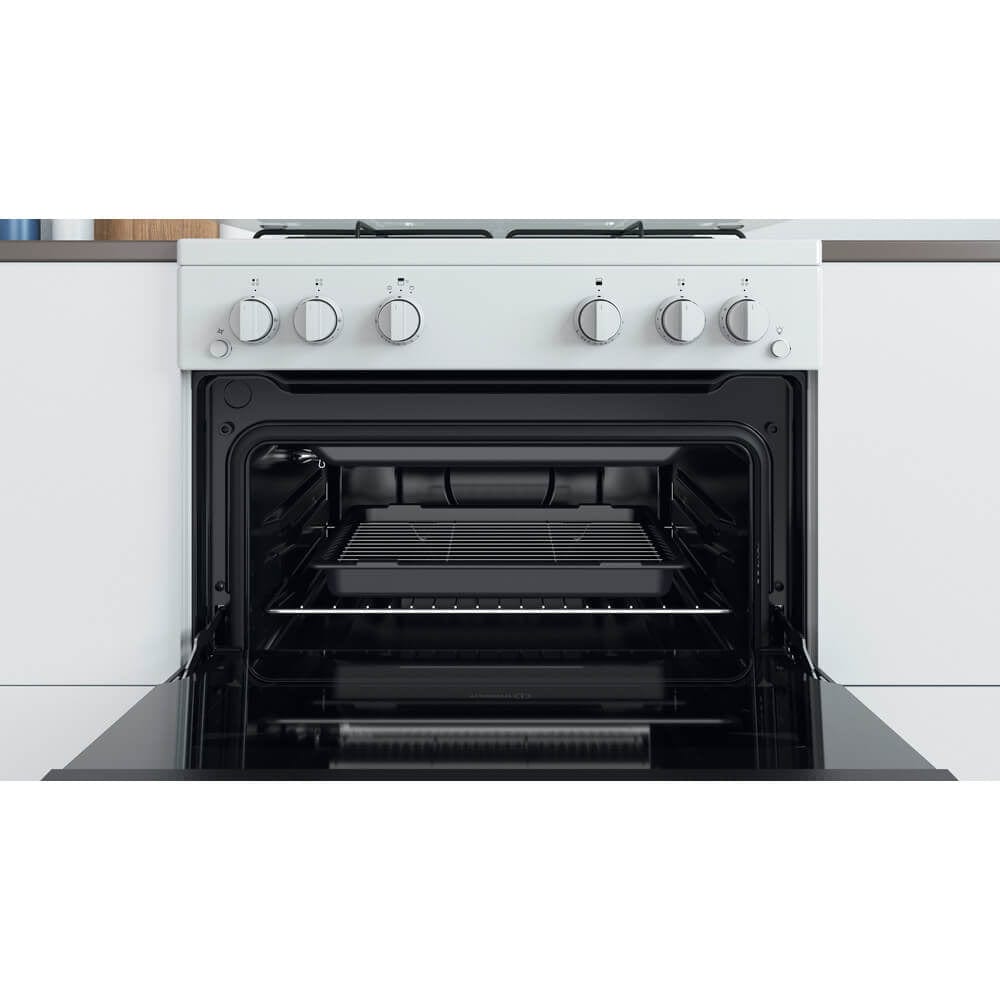 Indesit ID67G0MCWUK 60cm Gas Cooker in White Double Oven Gas Hob - Atlantic Electrics - 39478084796639 