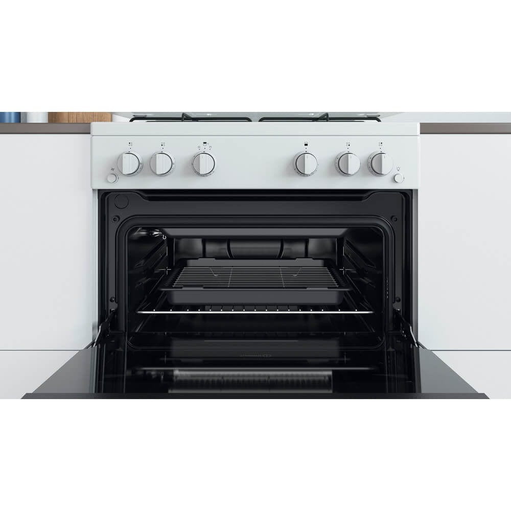 Indesit ID67G0MCWUK 60cm Gas Cooker in White Double Oven Gas Hob | Atlantic Electrics
