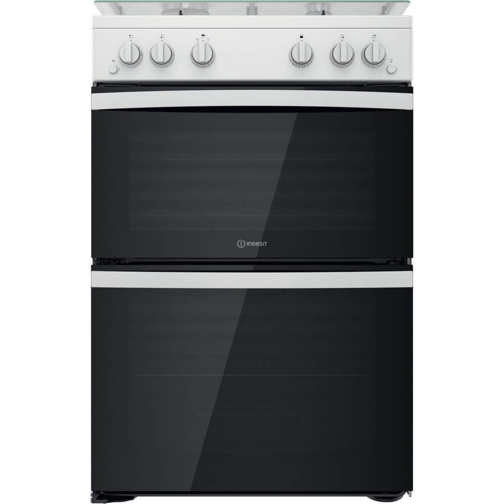 Indesit ID67G0MCWUK 60cm Gas Cooker in White Double Oven Gas Hob - Atlantic Electrics - 39478084501727 
