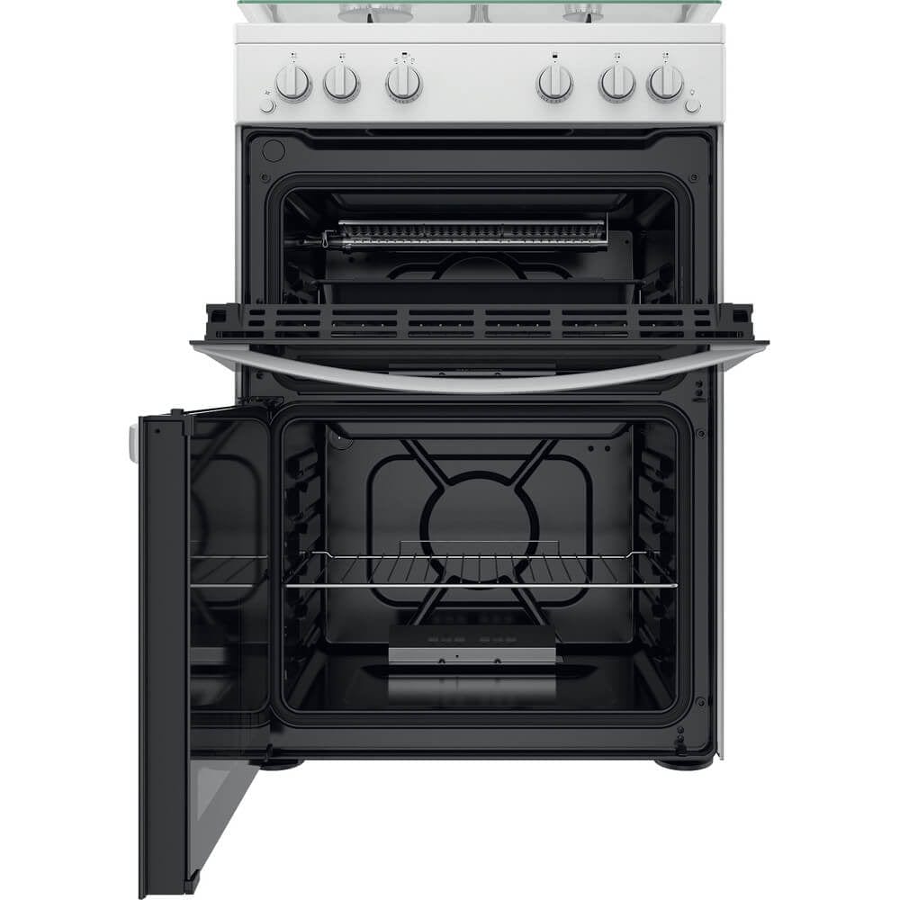 Indesit ID67G0MCWUK 60cm Gas Cooker in White Double Oven Gas Hob - Atlantic Electrics - 39478084698335 