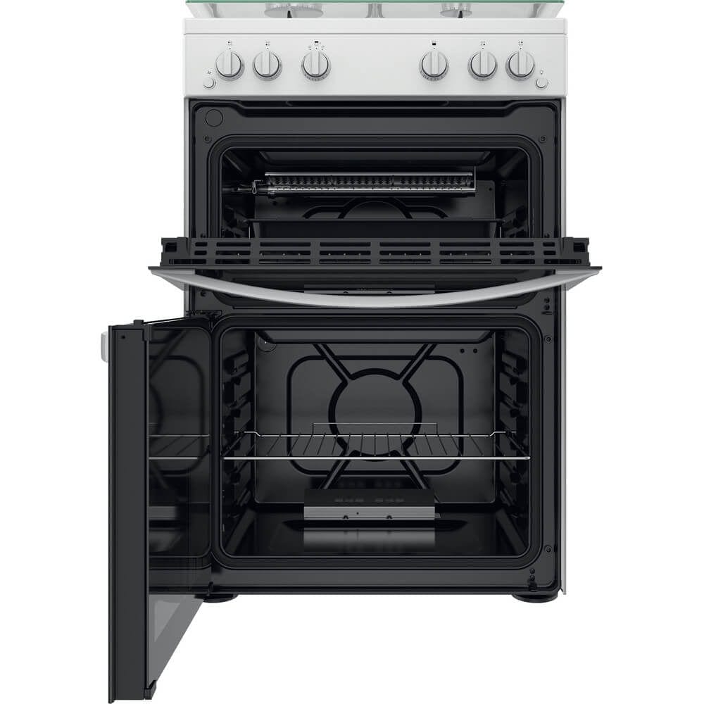 Indesit ID67G0MCWUK 60cm Gas Cooker in White Double Oven Gas Hob | Atlantic Electrics