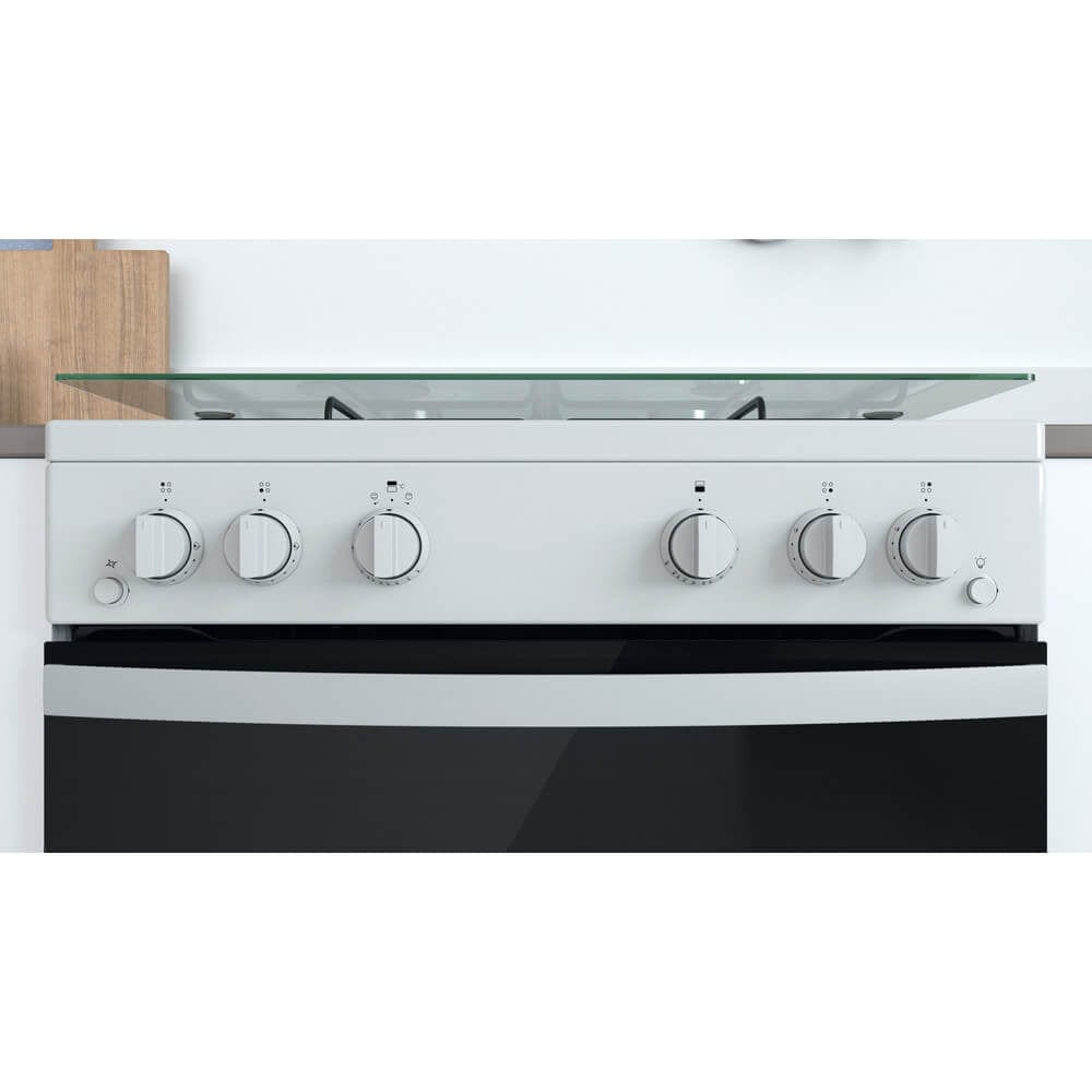 Indesit ID67G0MCWUK 60cm Gas Cooker in White Double Oven Gas Hob | Atlantic Electrics - 39478084567263 