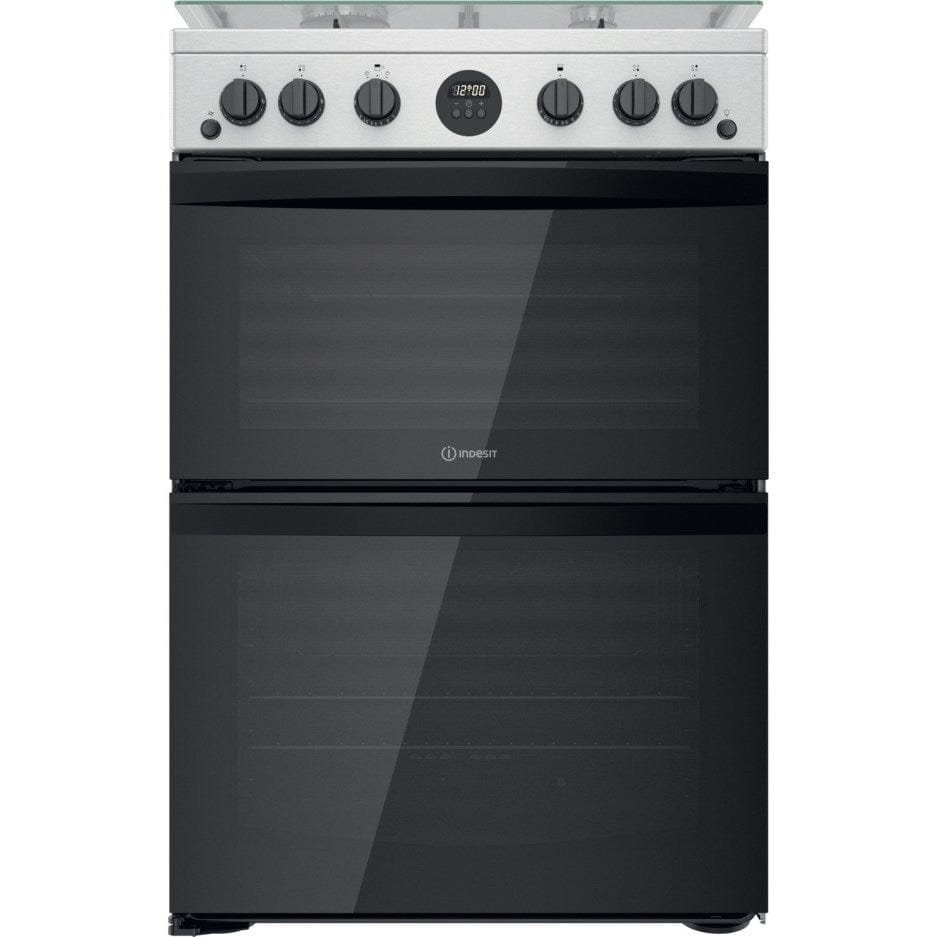 Indesit ID67G0MCXUK 60Cm Gas Cooker With Double Oven Inox | Atlantic Electrics - 39478084337887 
