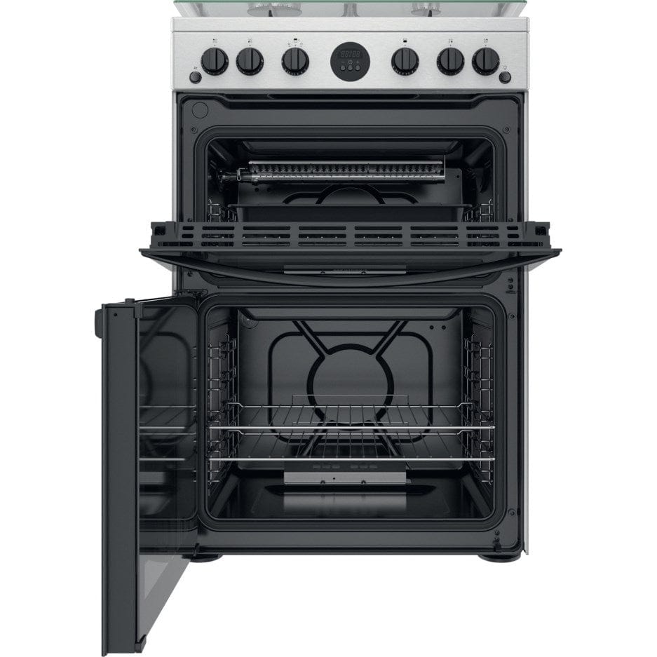 Indesit ID67G0MCXUK 60Cm Gas Cooker With Double Oven Inox | Atlantic Electrics - 39478084403423 