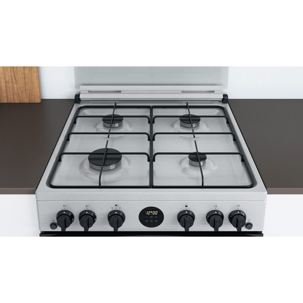 Indesit ID67G0MCXUK 60Cm Gas Cooker With Double Oven Inox | Atlantic Electrics - 39478084436191 