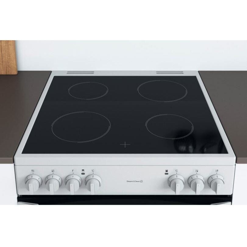 Indesit ID67V9KMWUK 60cm Electric Cooker in White Double Oven Ceramic Hob - Atlantic Electrics - 39478086238431 