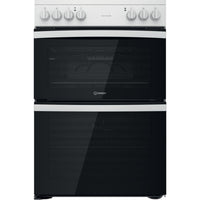 Thumbnail Indesit ID67V9KMWUK 60cm Electric Cooker in White Double Oven Ceramic Hob - 39478086172895