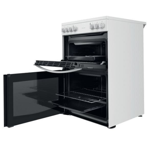 Indesit ID67V9KMWUK 60cm Electric Cooker in White Double Oven Ceramic Hob - Atlantic Electrics - 39478086336735 