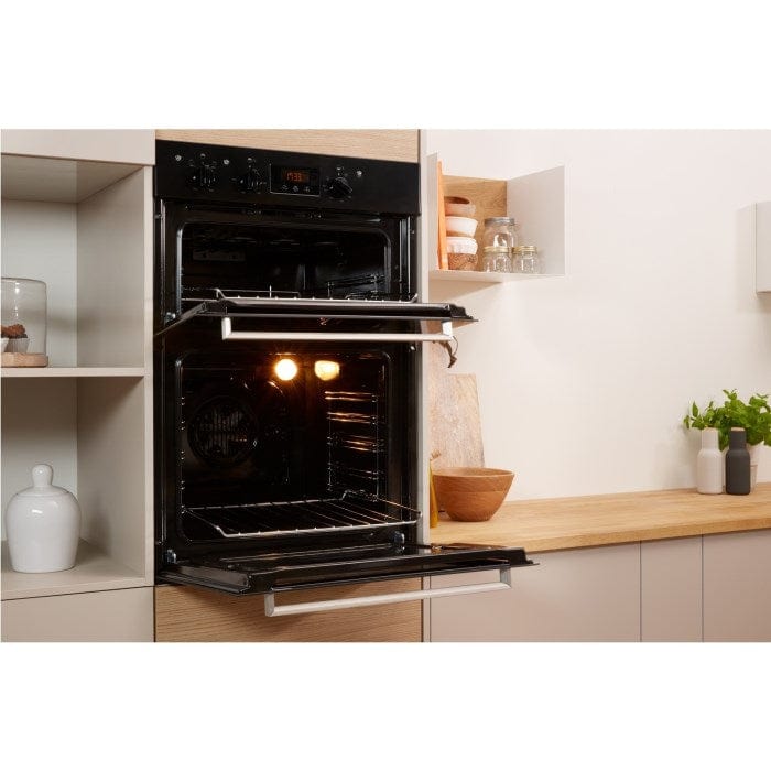 Indesit IDD6340BL Aria Electric Built In Double Oven - Black - Atlantic Electrics - 39478085877983 