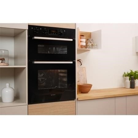 Indesit IDD6340BL Aria Electric Built In Double Oven - Black - Atlantic Electrics - 39478085845215 