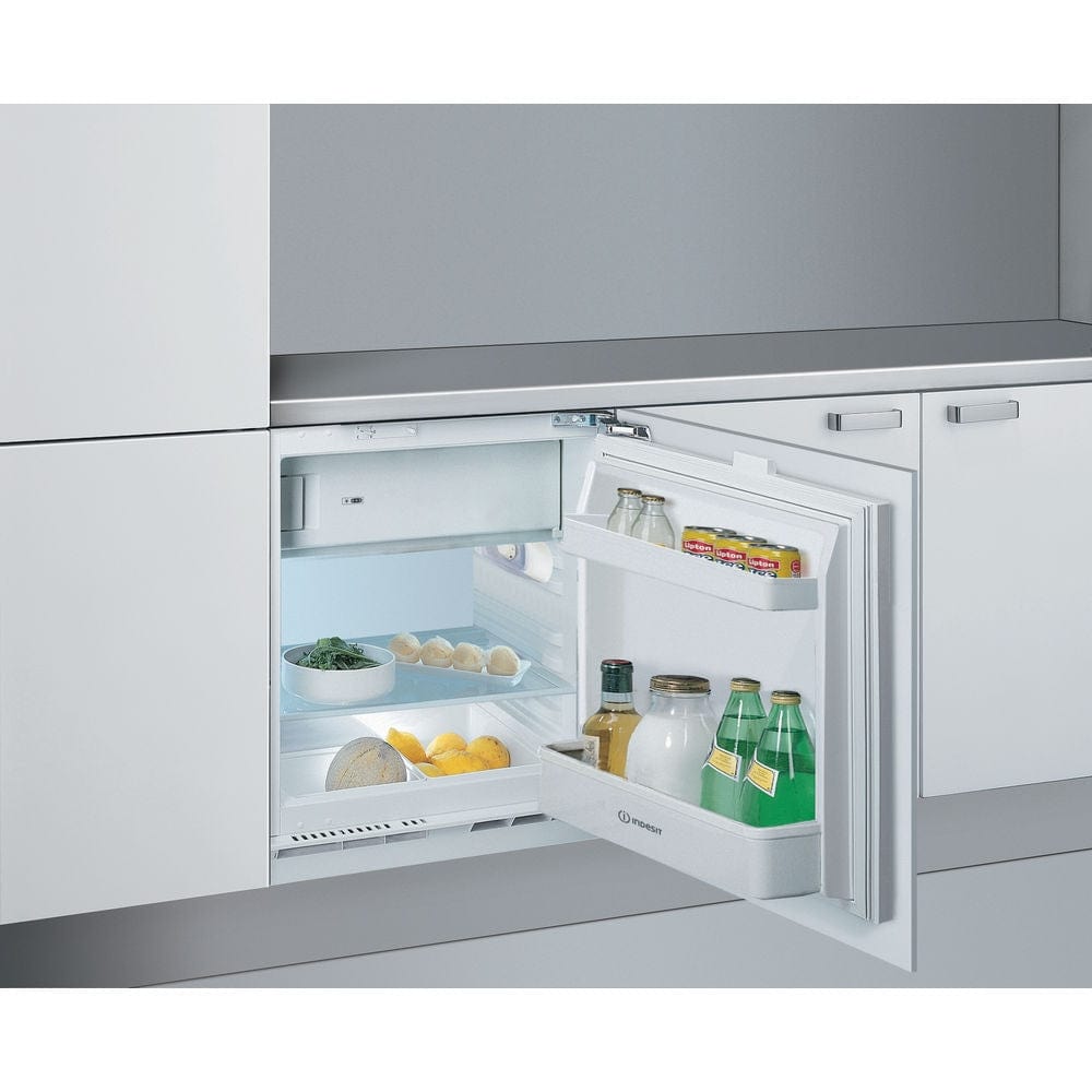 Indesit IFA1.UK1 Integrated Under Counter Fridge with Ice Box - Fixed Door Fixing Kit - Steel - F Rated - Atlantic Electrics - 39478083715295 