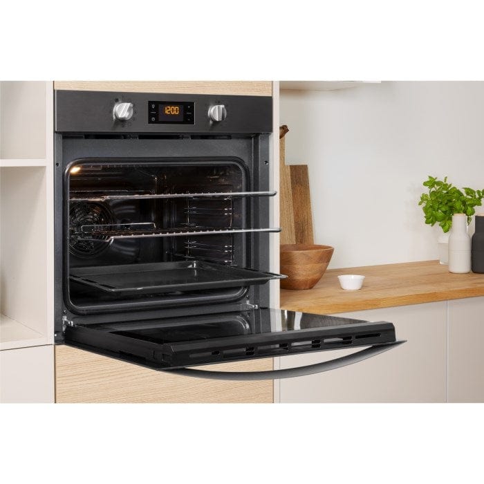 Indesit IFW3841PIX Multifunction Electric Built-in Single Oven With Pyrolytic Cleaning - Stainless Steel - Atlantic Electrics - 39478089187551 