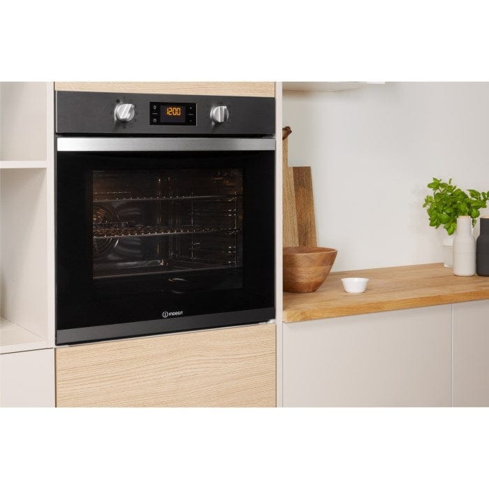 Indesit IFW3841PIX Multifunction Electric Built-in Single Oven With Pyrolytic Cleaning - Stainless Steel | Atlantic Electrics - 39478089056479 