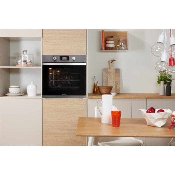 Indesit IFW3841PIX Multifunction Electric Built-in Single Oven With Pyrolytic Cleaning - Stainless Steel - Atlantic Electrics - 39478089122015 