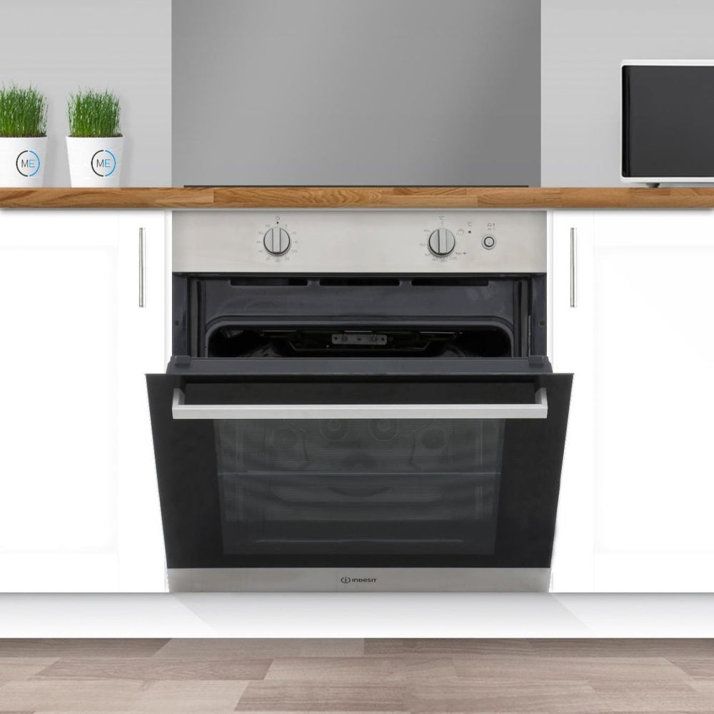 Indesit IGW620IXUK 66 Litre Gas Built-in Single Oven - Stainless Steel - Atlantic Electrics - 39478090399967 