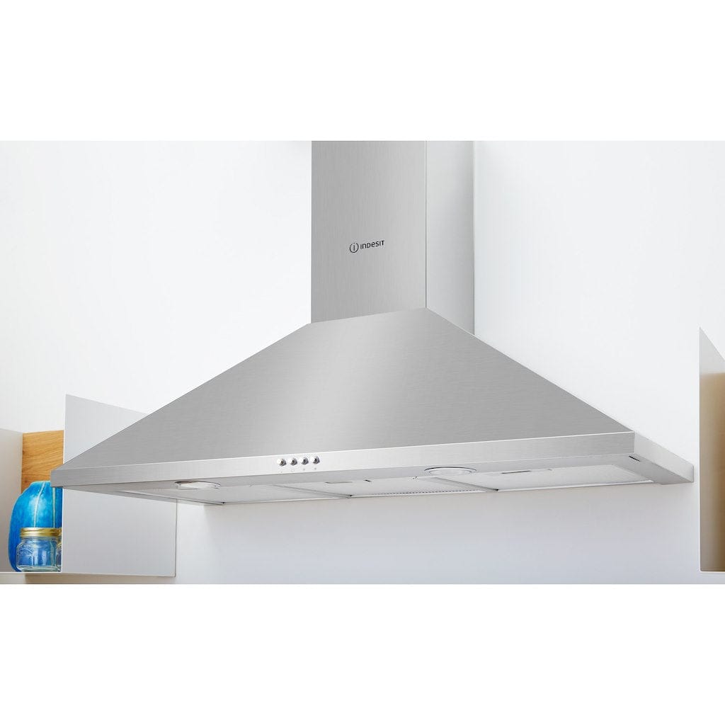 Indesit IHPC95LMX 90cm Pyramid Chimney Hood,3 Speed in Stainless Steel | Atlantic Electrics