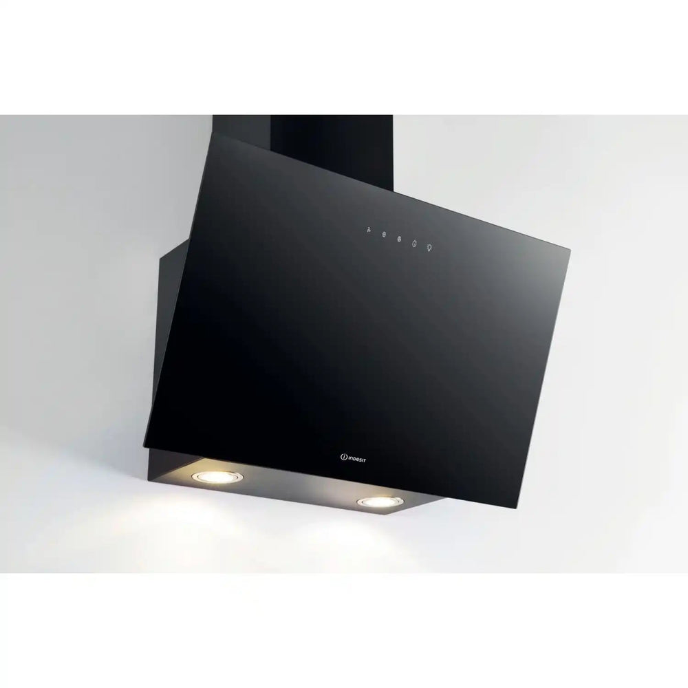 Indesit IHVP62FLTK 60cm Chimney Cooker Hood - Black | Atlantic Electrics - 40456512536799 