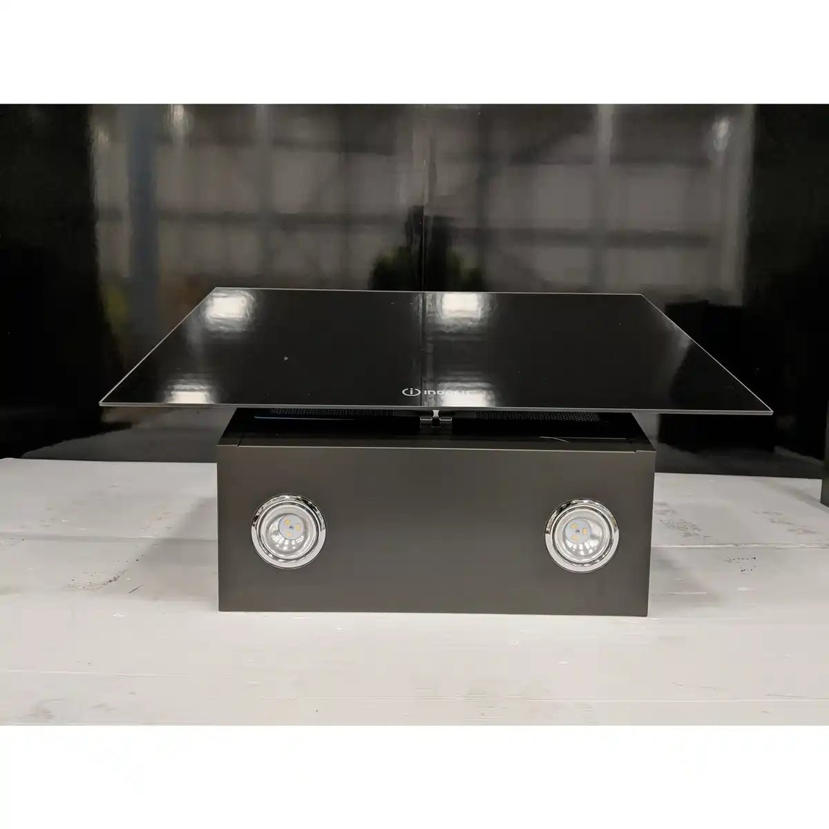 Indesit IHVP62FLTK 60cm Chimney Cooker Hood - Black | Atlantic Electrics
