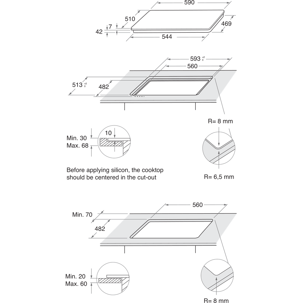 Indesit ING61T-BKUK 59cm Gas Hob - Black | Atlantic Electrics - 39478098559199 