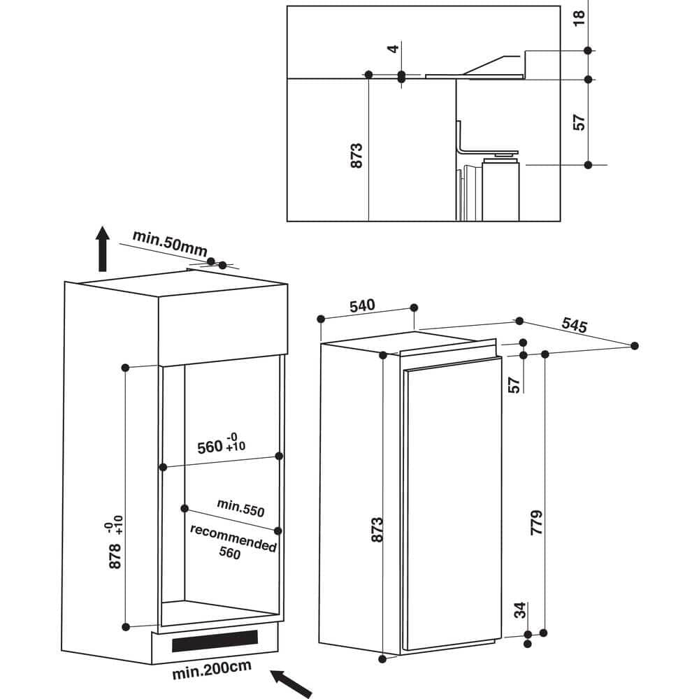 Indesit INS9011 54cm Wide Integrated In-Column Larder Fridge - White - Atlantic Electrics - 39478097838303 