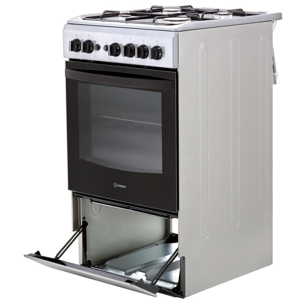 Indesit IS5G1PMSS 50cm Single Oven Gas Cooker - Silver | Atlantic Electrics