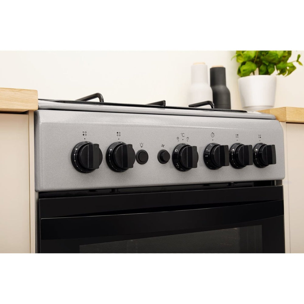 Indesit IS5G1PMSS 50cm Single Oven Gas Cooker - Silver - Atlantic Electrics - 39478100623583 