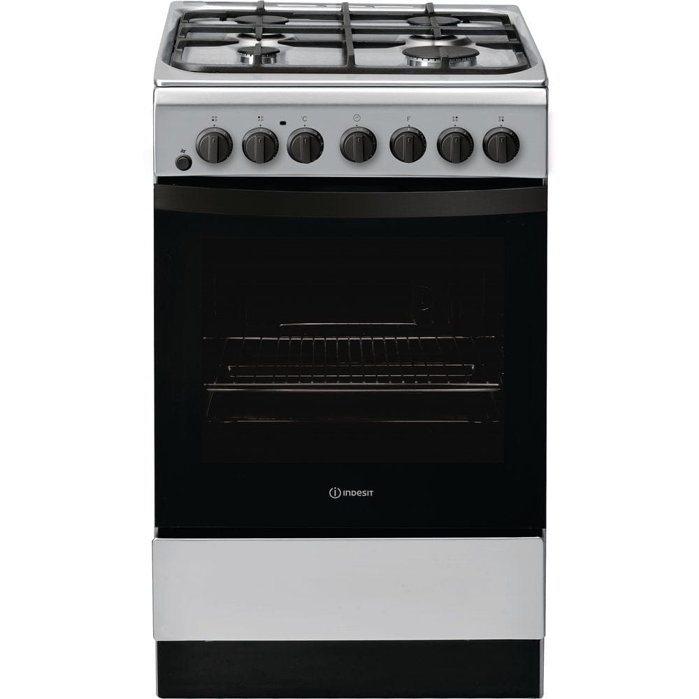 Indesit IS5G4PHSS 50cm Single Oven Dual Fuel Cooker - Grey | Atlantic Electrics