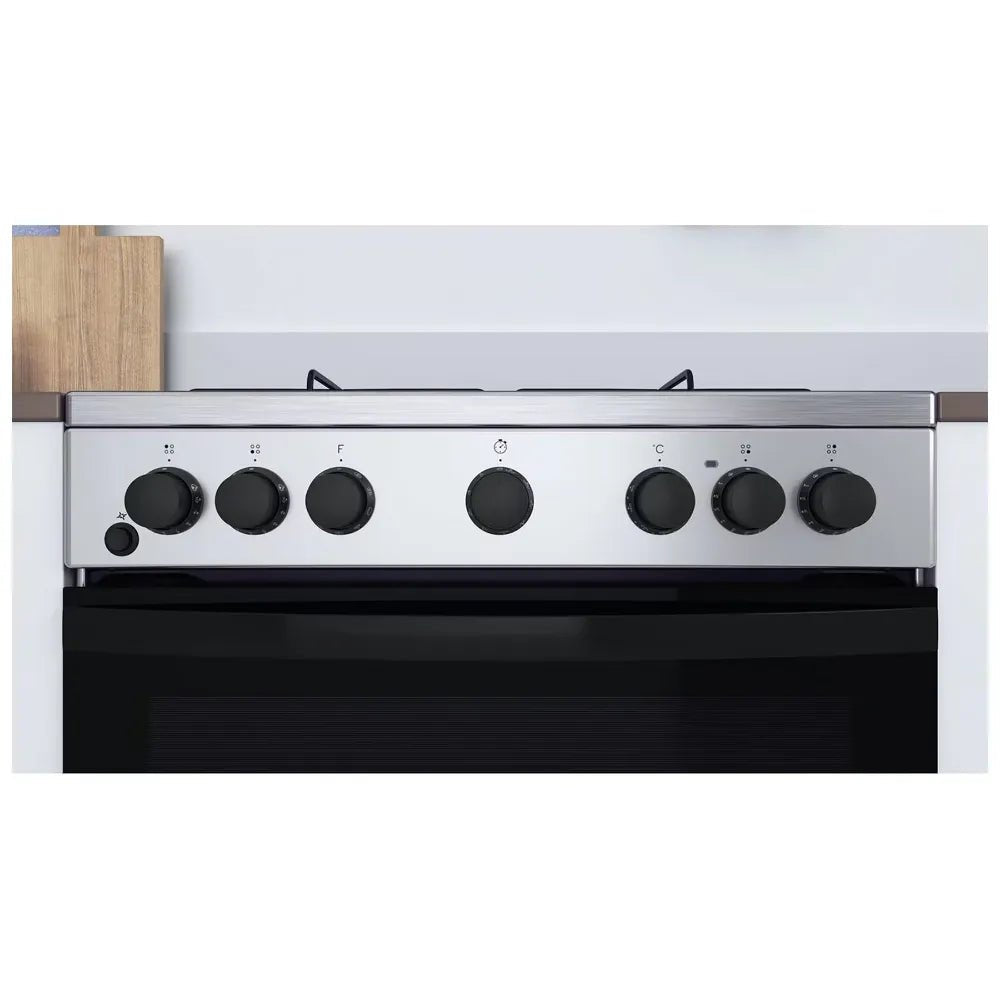 Indesit IS67G5PHX 60cm, 69 Litre Single Electric Cooker with Gas Hob Inox - Atlantic Electrics - 39709119676639 