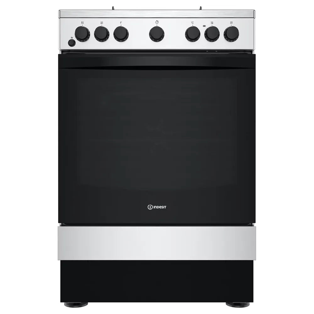 Indesit IS67G5PHX 60cm, 69 Litre Single Electric Cooker with Gas Hob Inox | Atlantic Electrics