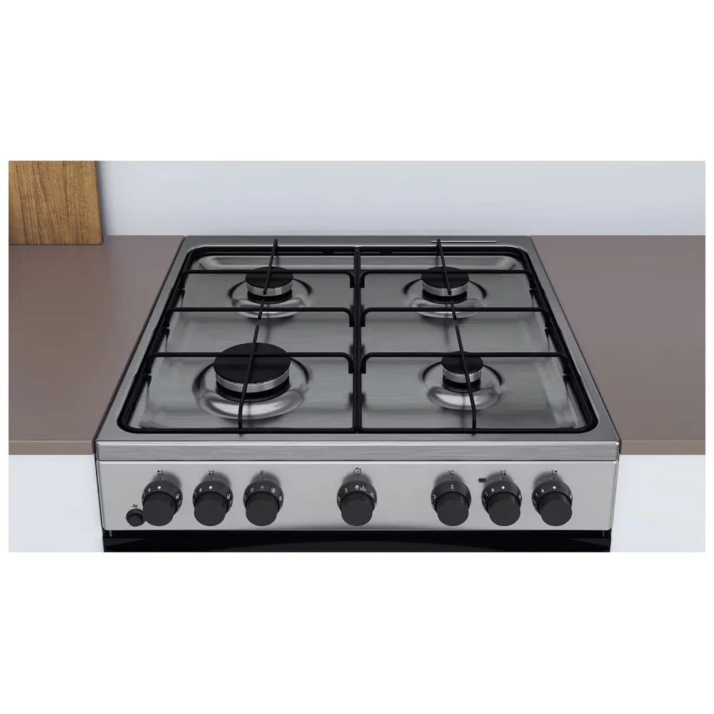 Indesit IS67G5PHX 60cm, 69 Litre Single Electric Cooker with Gas Hob Inox | Atlantic Electrics
