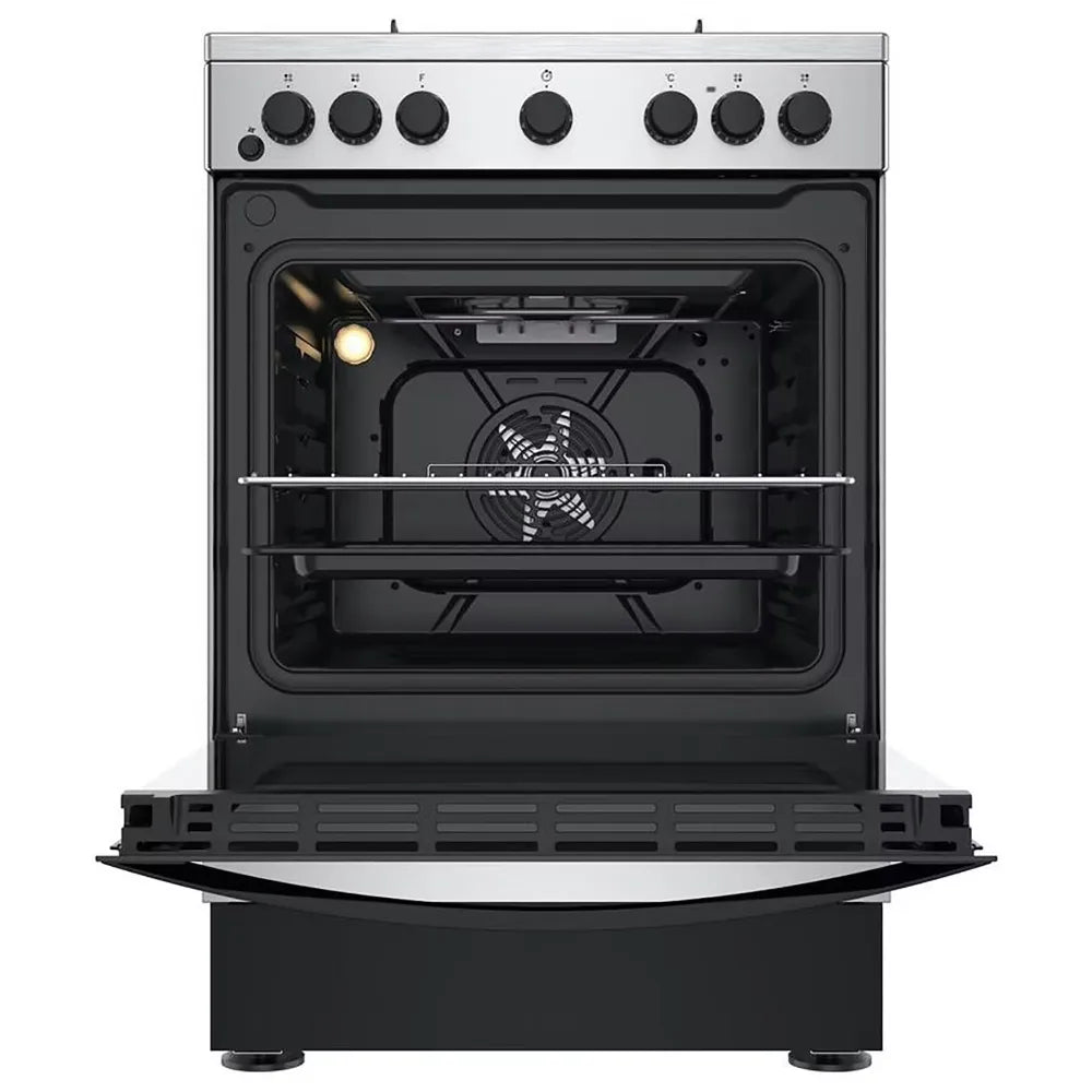 Indesit IS67G5PHX 60cm, 69 Litre Single Electric Cooker with Gas Hob Inox - Atlantic Electrics - 39709119742175 
