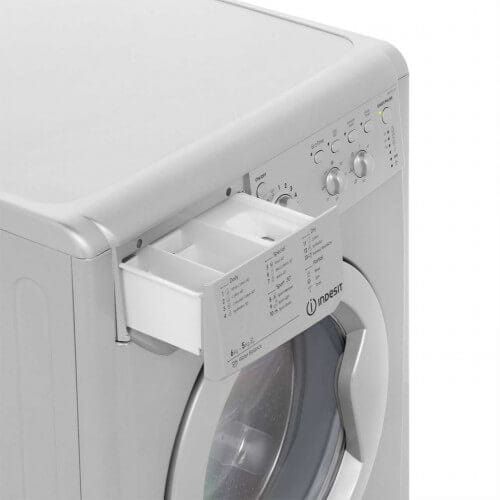 Indesit IWDC6125S EcoTime 6kg Wash 5kg Dry 1200rpm Freestanding Washer Dryer - Silver - Atlantic Electrics - 39478101606623 
