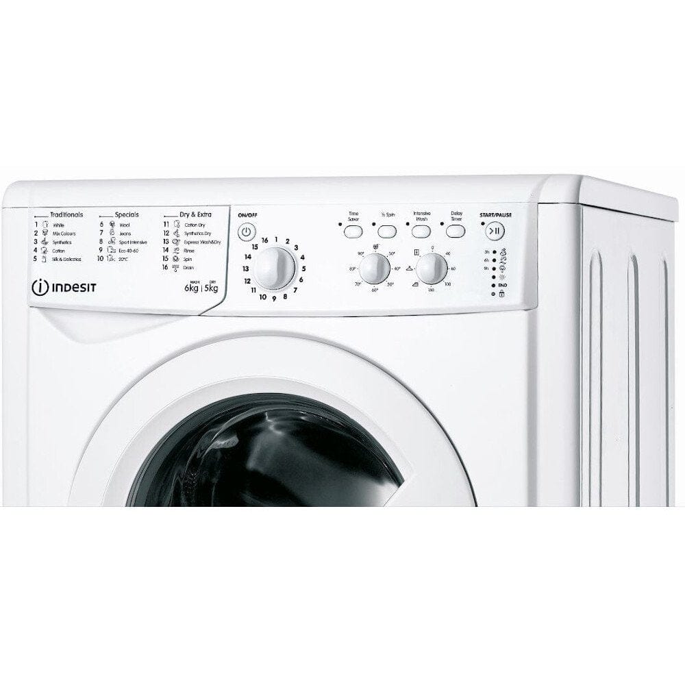 Indesit IWDC65125UKN 6kg-5kg 1200 Spin Washer Dryer White - B Energy Rated - Atlantic Electrics - 39478101147871 