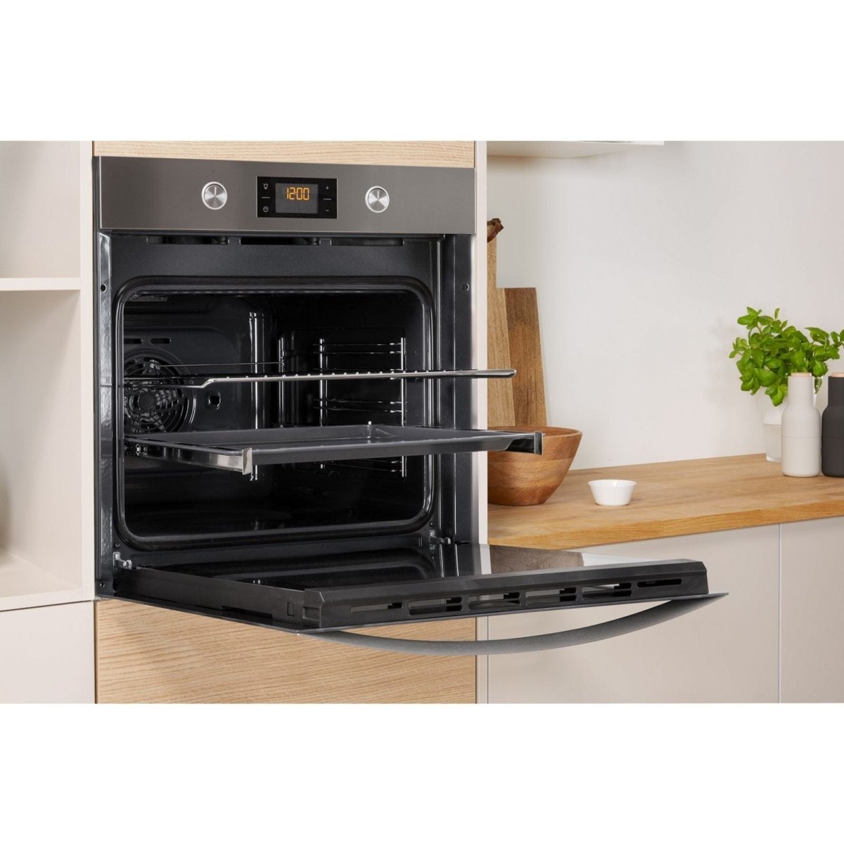 Indesit KFW3841JHIXUK Single Built In Electric Oven Stainless Steel | Atlantic Electrics