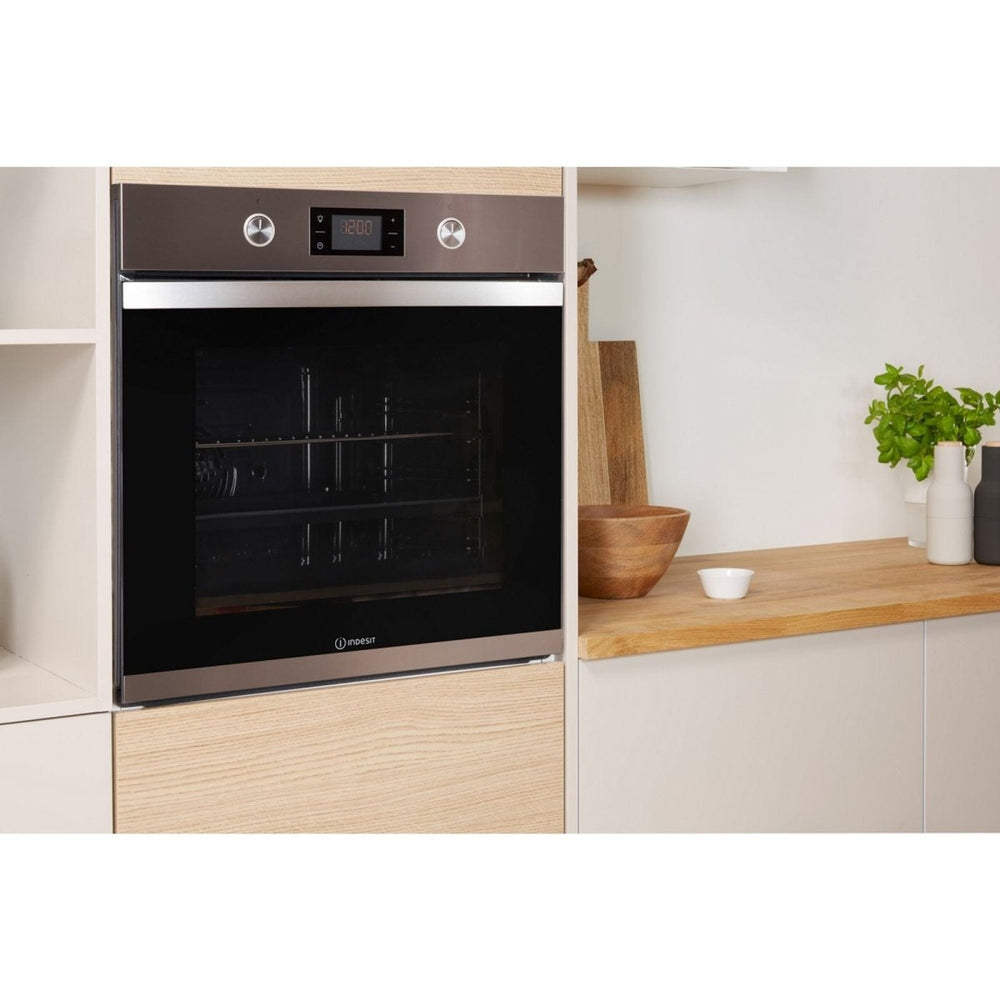Indesit KFW3841JHIXUK Single Built In Electric Oven Stainless Steel - Atlantic Electrics - 39478104522975 
