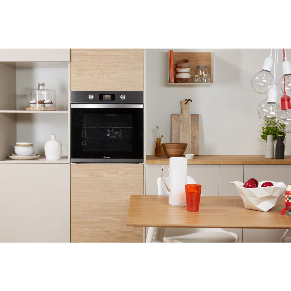 Indesit KFW3841JHIXUK Single Built In Electric Oven Stainless Steel - Atlantic Electrics - 39478104457439 