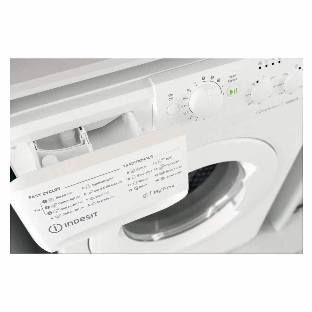 Indesit MTWC91284WUK 9kg 1200rpm Spin Freestanding Washing Machine White | Atlantic Electrics