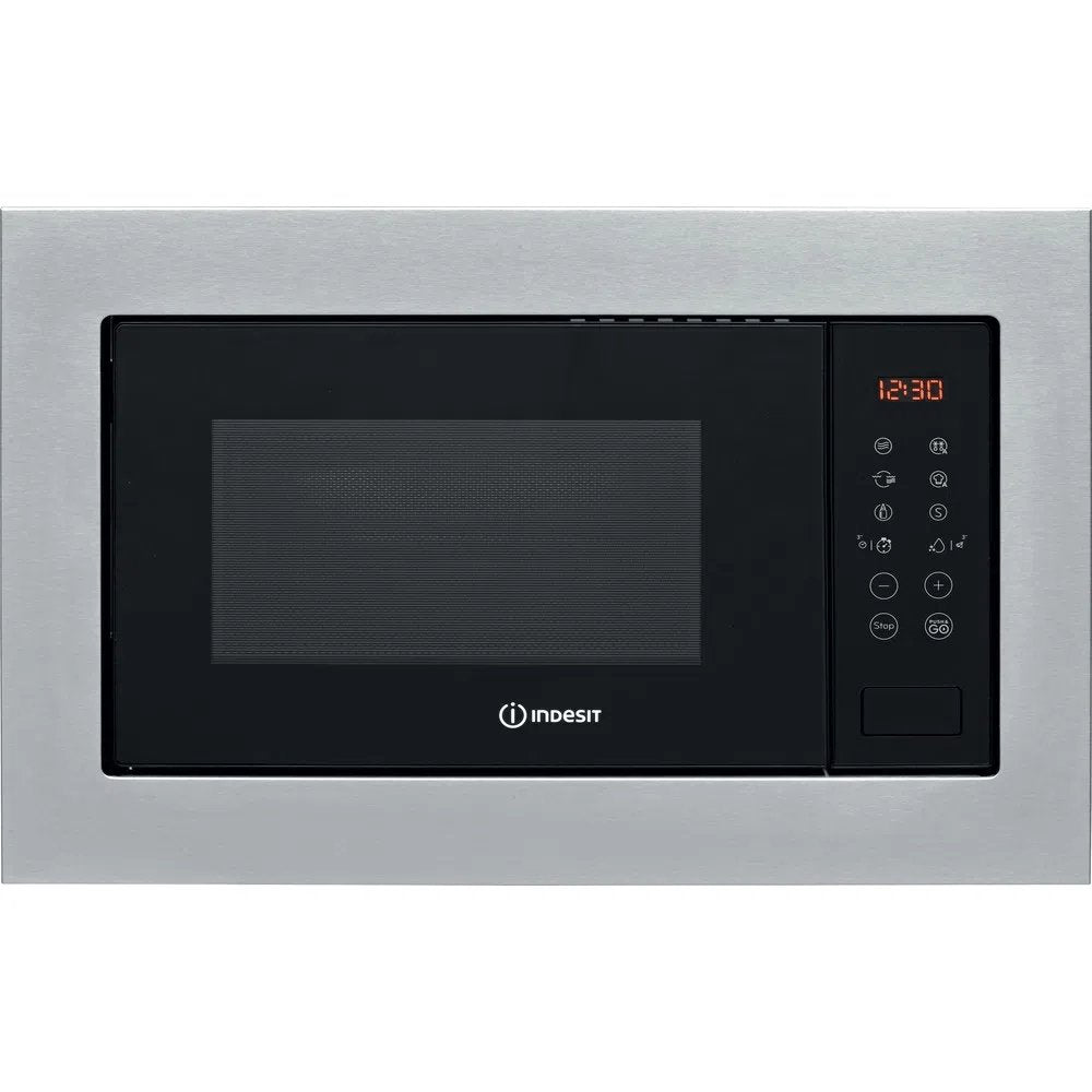 Indesit MWI125GX 25 Litre Built-In Microwave Oven with Grill Function, 59.4cm Wide - Stainless Steel | Atlantic Electrics