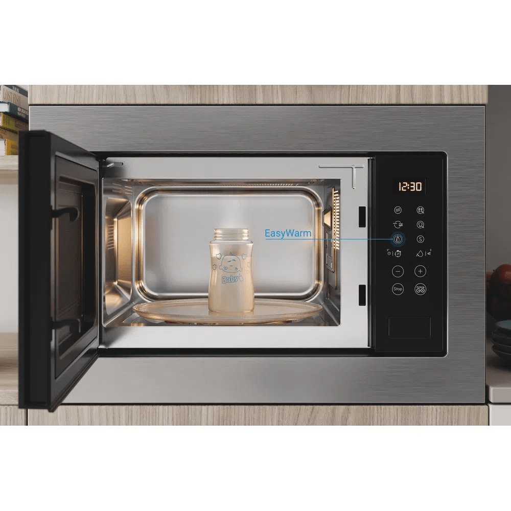 Indesit MWI125GX 25 Litre Built-In Microwave Oven with Grill Function, 59.4cm Wide - Stainless Steel | Atlantic Electrics - 39478104359135 