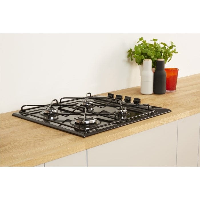 Indesit PAA642IBK Aria 60cm Four Burner Gas Hob Black - Atlantic Electrics - 39478105145567 