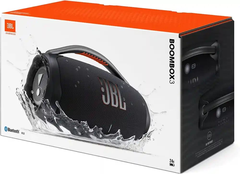 JBL BOOMBOX 3 Wireless Portable Waterproof Bluetooth Speaker with Indoor and Outdoor Modes, 24 Hours Playtime - Black - Atlantic Electrics - 40157515284703 