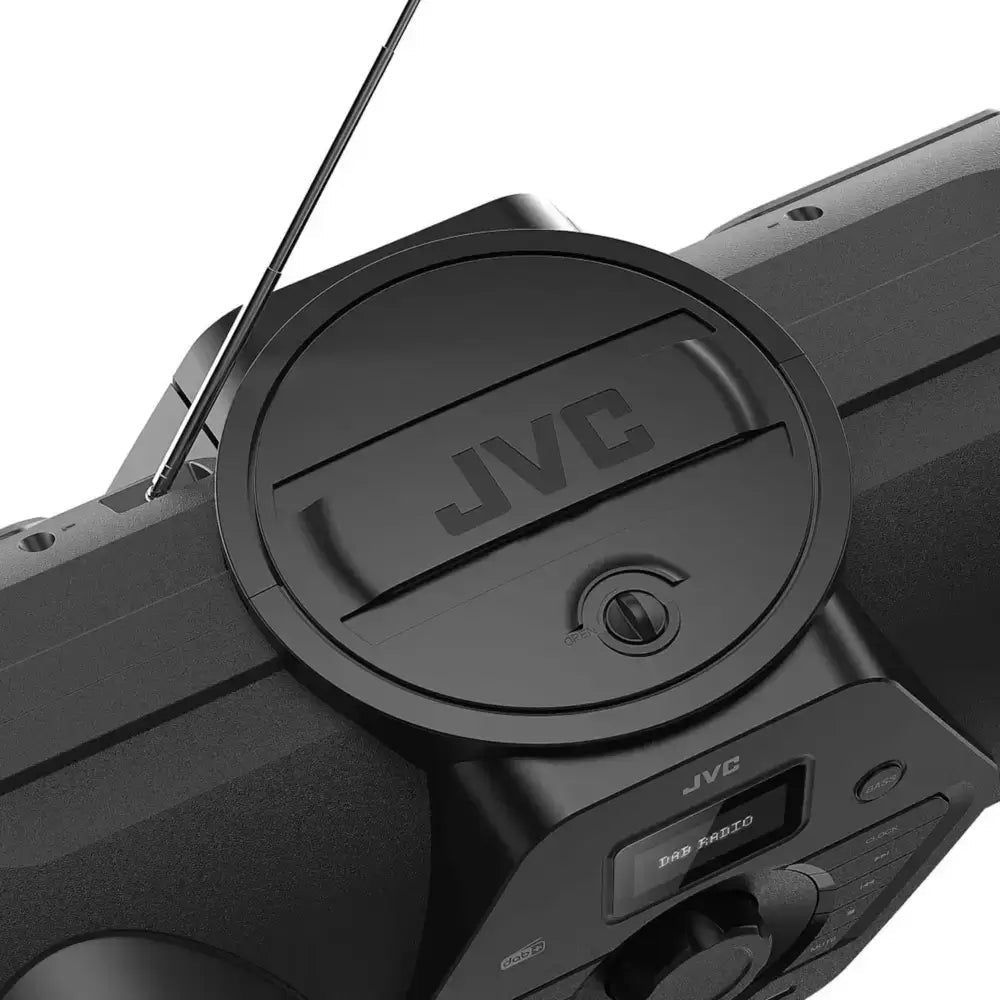 JVC RVNB300DAB 60W CD BoomBlaster with USB, DAB+ and Bluetooth with rechargeable battery pack | Atlantic Electrics