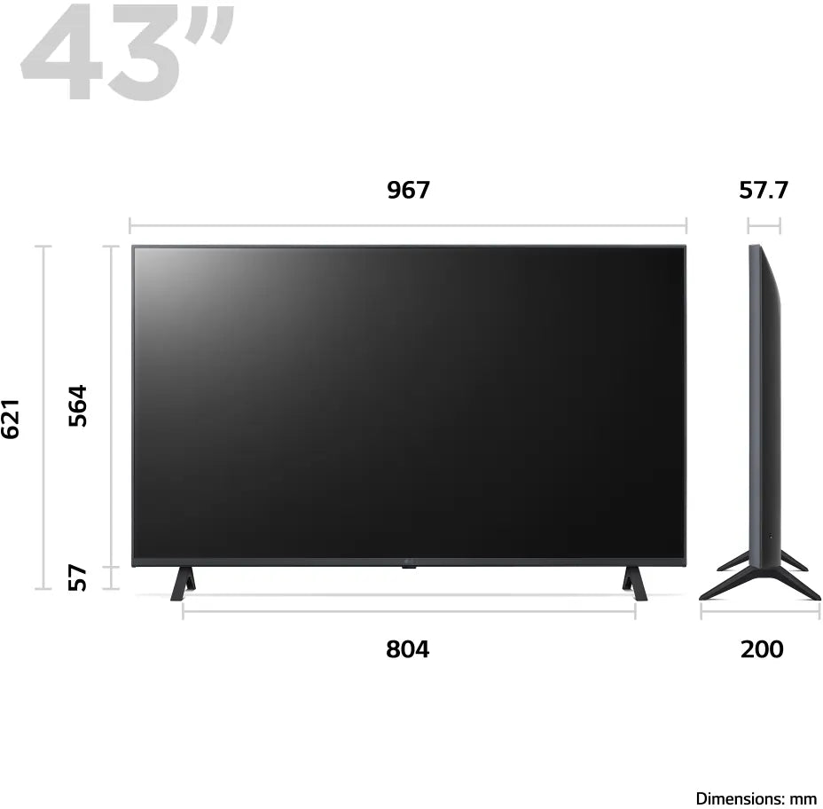 LG 43UR78006LK (2023) LED HDR 4K Ultra HD Smart TV, 43 inch with Freeview Play/Freesat HD, Dark Iron Grey - Atlantic Electrics - 40157517578463 